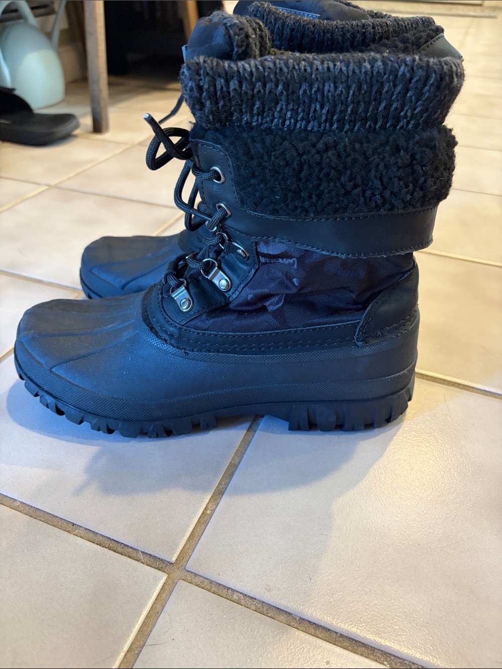 Storm Black Lace-Up Insulated Winter Boots